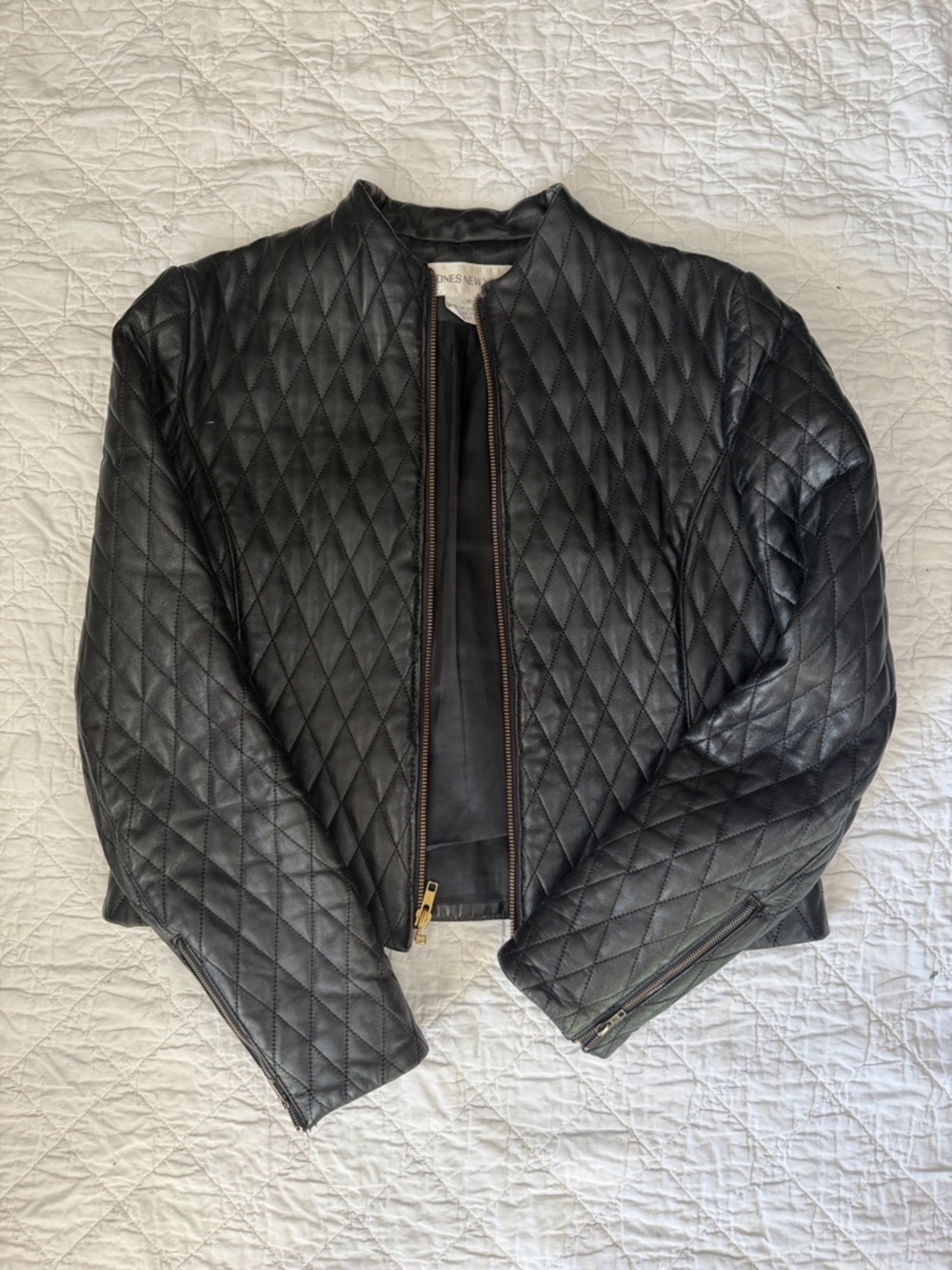Jones New York Black Leather Collar Jacket